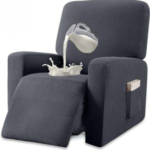 Ashenby Premium Water Repellent Recliner Chair Cover High Stretch Jacquard Fabric Recliner Slipcover with Pockets, Grey