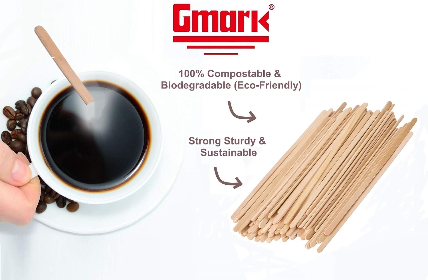Aldernest 1.8mm Extra Thick Coffee Stir Sticks - Heavy Duty Natural Birch Wood Stirrers - 1000 Count - Sturdy No-Snap Design for Hot Coffee