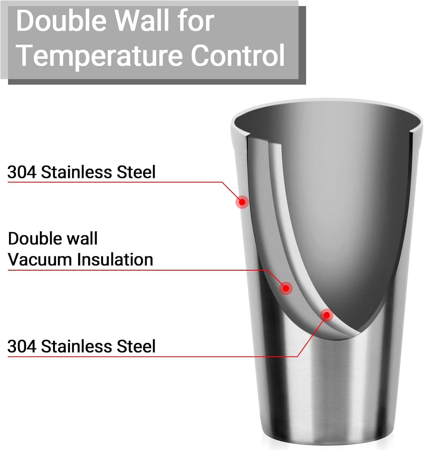 Barleyfield Stainless Steel Cups 16 oz, 283.5 g, 4 Count (Pack of 1), High Straight