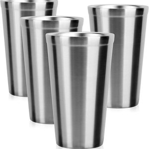 Barleyfield Stainless Steel Cups 16 oz, 283.5 g, 4 Count (Pack of 1), High Straight