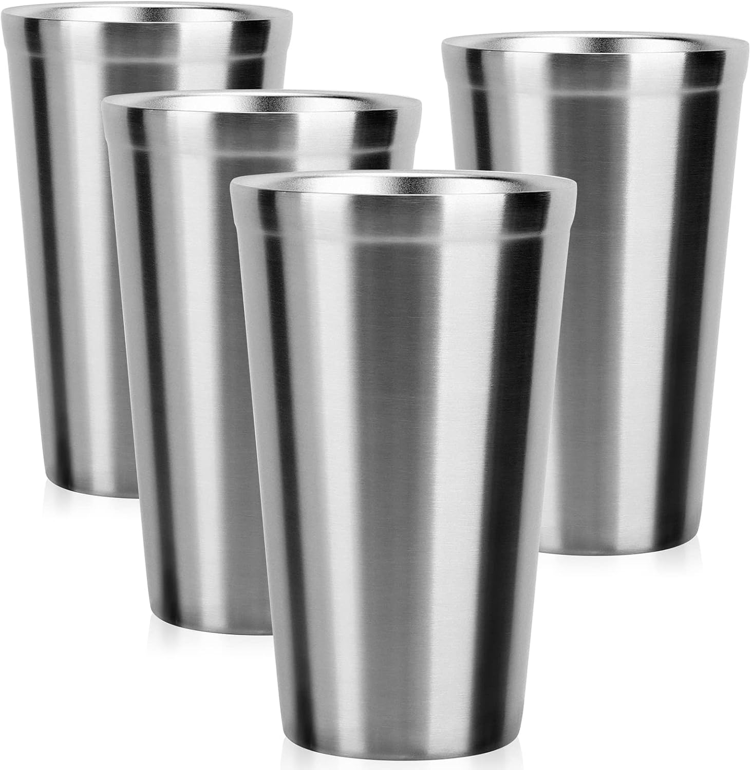 Barleyfield Stainless Steel Cups 16 oz, 283.5 g, 4 Count (Pack of 1), High Straight