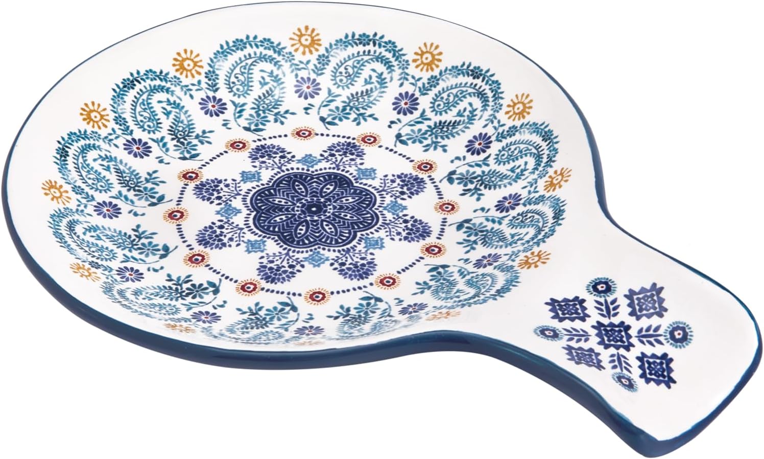 Aldernest Blue Talavera Ceramic Spoon Rest for Stove Top, Kitchen Holder, 0.15 kg, Blue-Talavera