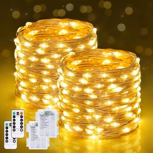 NestoraHome 2 Pack Fairy Lights Battery Operated with Remote, Warm White, 9.44 ounces, *Warm White, 132 Feet