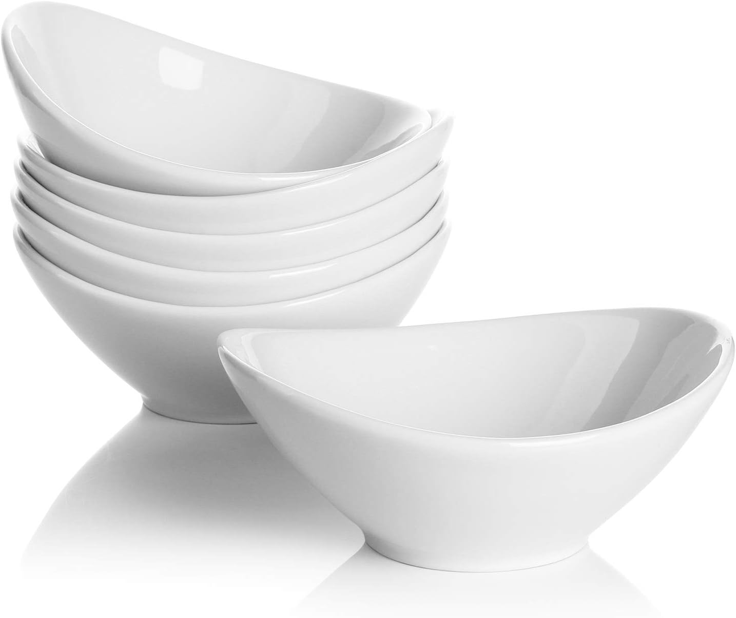 Aldernest 5 Inch Porcelain Small Bowls Set, 6 Ounce small serving bowls for Dessert, White