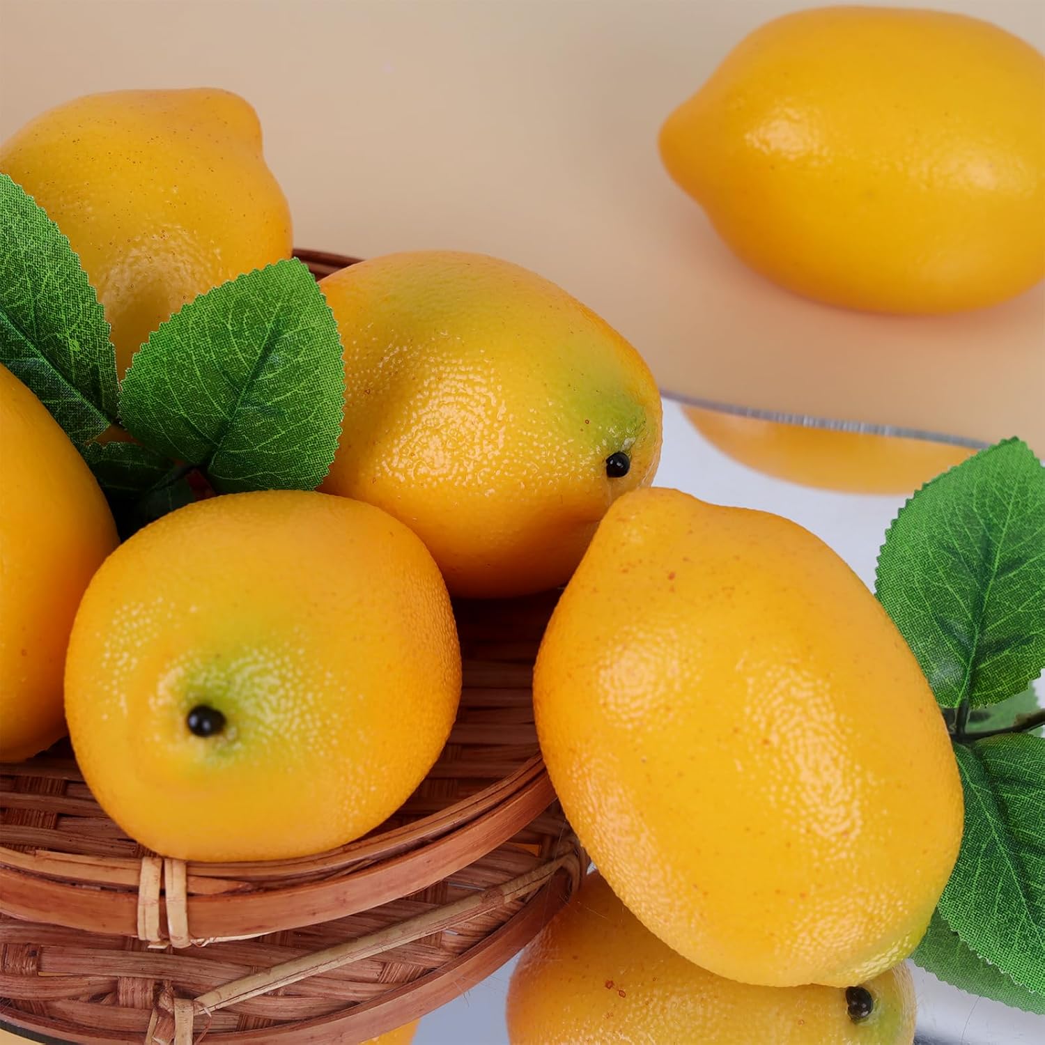 Aldernest 8 Pcs Fake Lemons Artificial Lemons Decoration Faux Lemon Fruit, 1.6 ounces