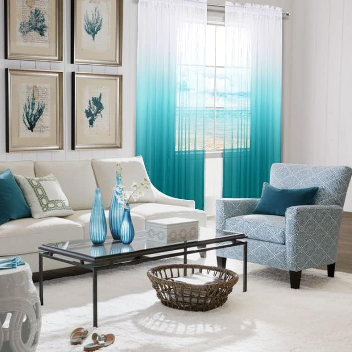 Tanglewick Teal Curtains 84 Inch Length for Bedroom 2 Panels Set, 1.2 pounds