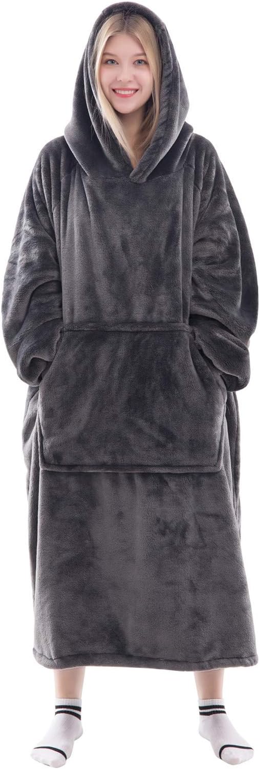 Birchmont Wearable Blanket Sweatshirt Gifts for Women and Men, 2.9 pounds, Adult, Dark Gray
