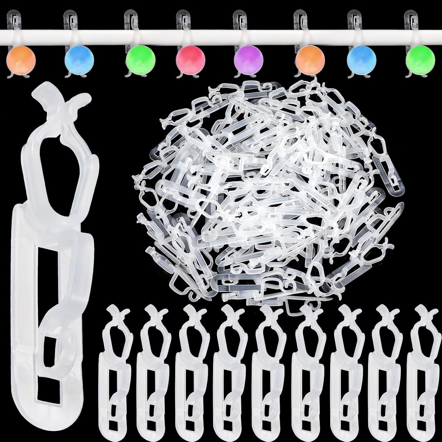 Quillstone 120 Pcs Christmas Light Clips Hooks Outdoor Gutters, Clear, 0.36 kg