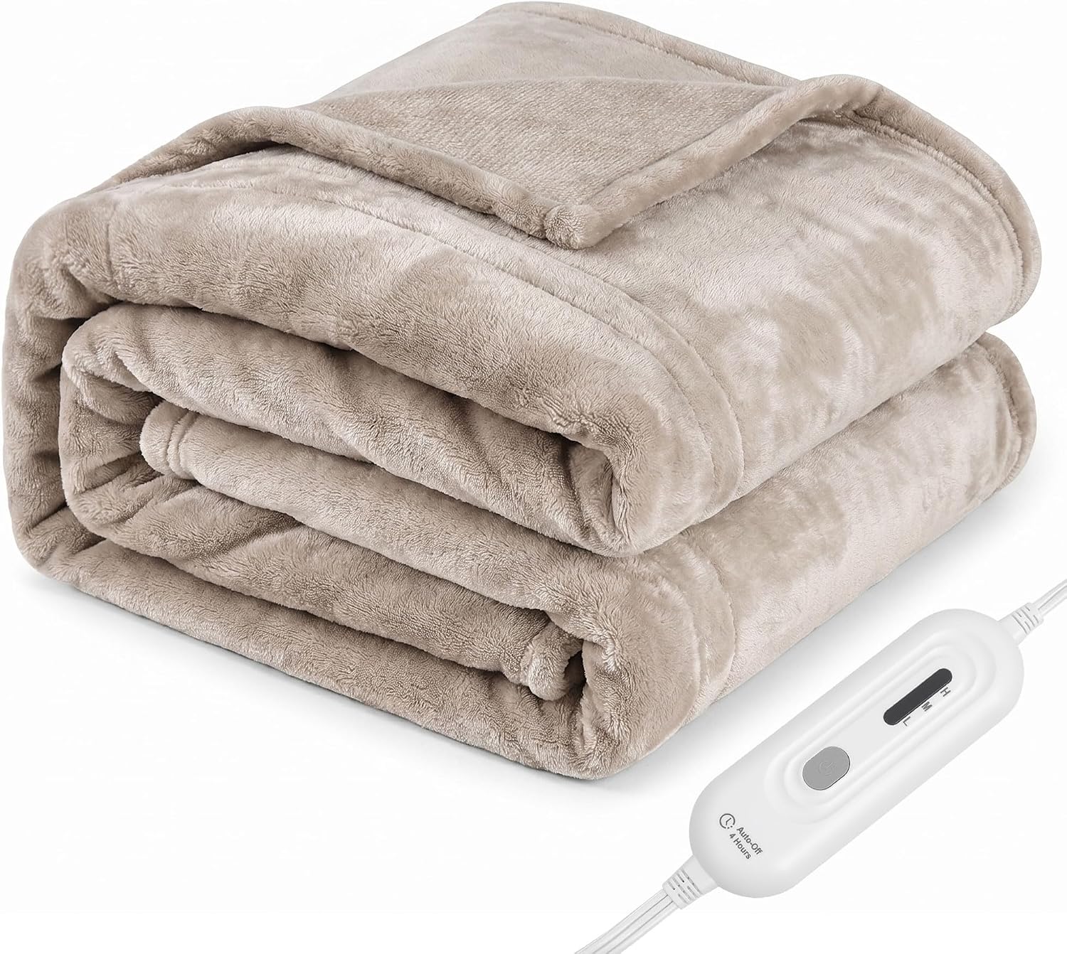 Ashenby Heated Blanket Throw, Ultra Soft 2-Layer Flannel Electric Blanket, Camel