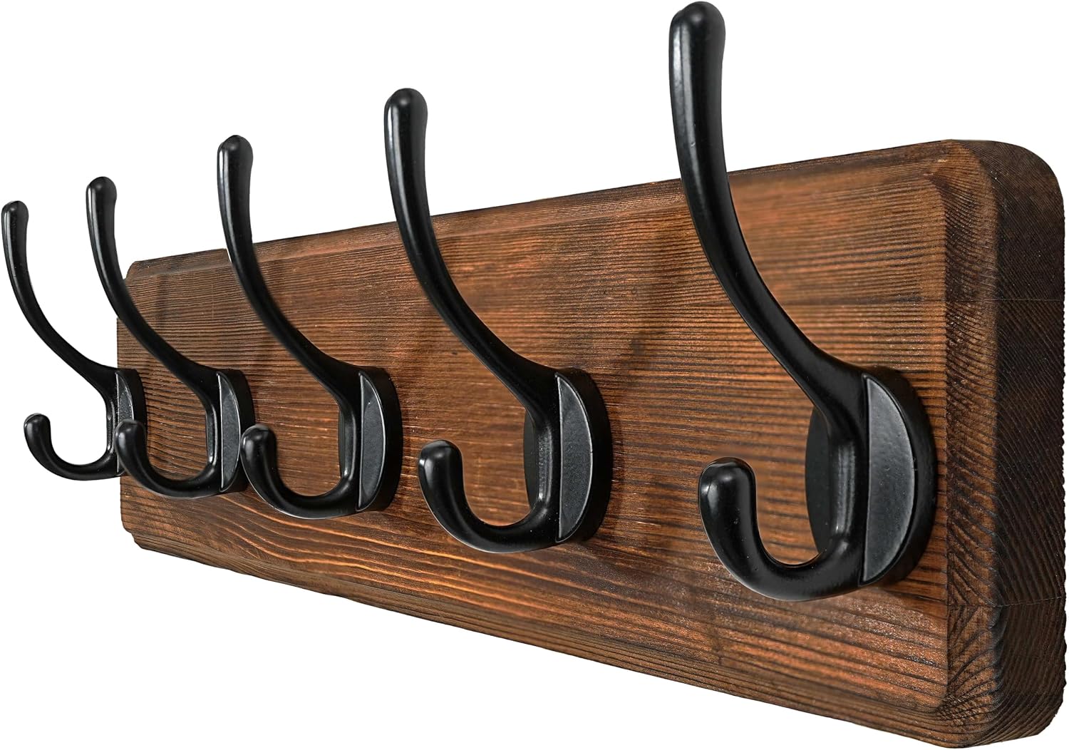 Fernhollow Coat Rack Wall Mount, Coat Hooks Wall Mounted, 16" Hole to Hole, Brown/Black