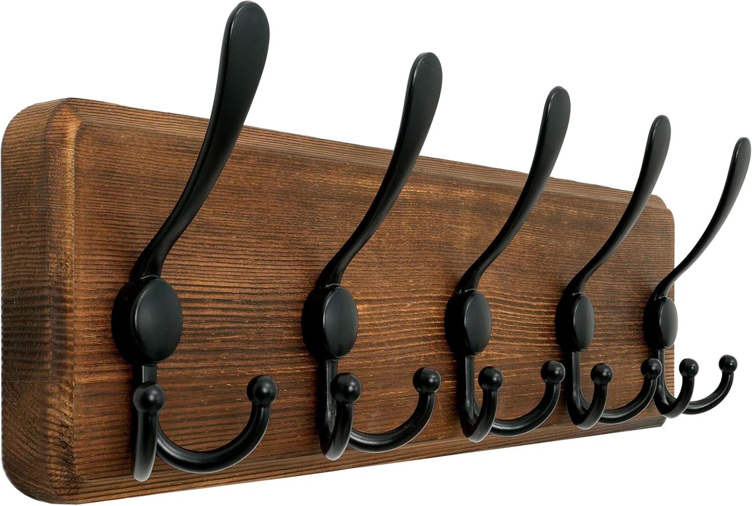 Fernhollow Rustic Coat Rack Wall Mount, Solid Wood Coat Hooks Wall Mounted Coat Hanger, 16 ounces, Brown
