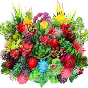Ashenby 50 Pcs 50 Pcs Bulk Mini Artificial Succulents Plants, Normal Style, 260 g