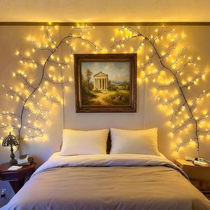VelloHome Enchanted Willow Vine Lights for Wall: 7.5FT led Twinkling Tree Branch Light for Living Room and Bedroom Home Decor-Warm White Twinkle Tree
