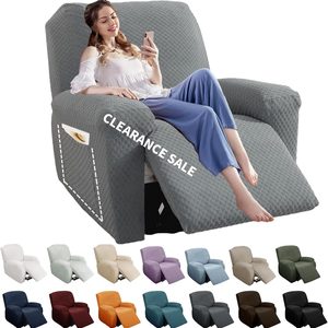Ashenby 4 Pieces Stretch Recliner Slipcover Latest Jacquard Recliner Chair Cover with Side Pocket Anti-Slip Fitted Recliner Cover Couch Furniture