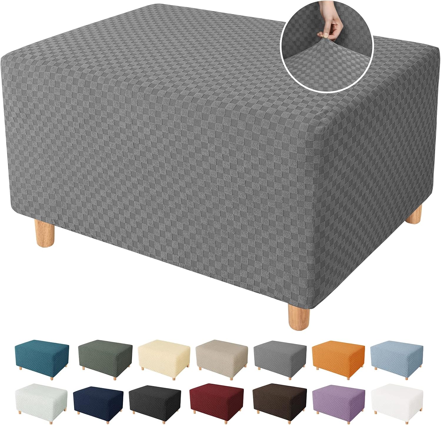 Ashenby Ottoman Cover Latest Jacquard Design High Stretch Folding Storage Footstool Protector Rectangle Removable Slipcover, 10.58 ounces