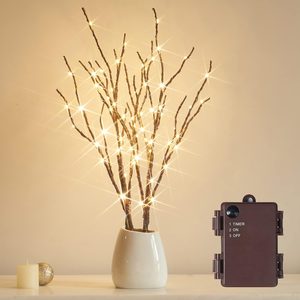 Grovemark Lighted Branches with Timer 70 LED Fairy Lights 18in Battery Operated, 9.6 ounces, Brown Branches with Warm White Lights