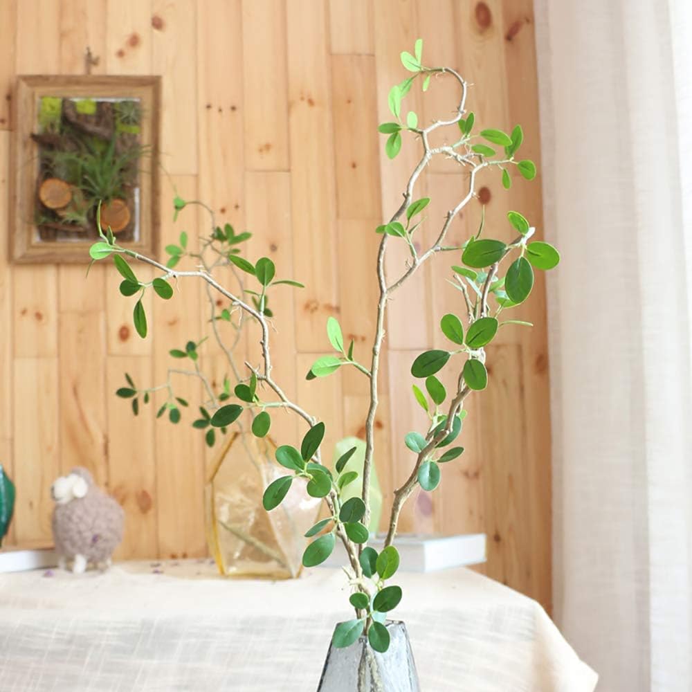 Aldernest 43" Artificial Greenery Stems Plants Faux Leaf Green Eucalytus Branches Ficus Twig Fern Fake Green Bushes Shrubs for Home Party Wedding