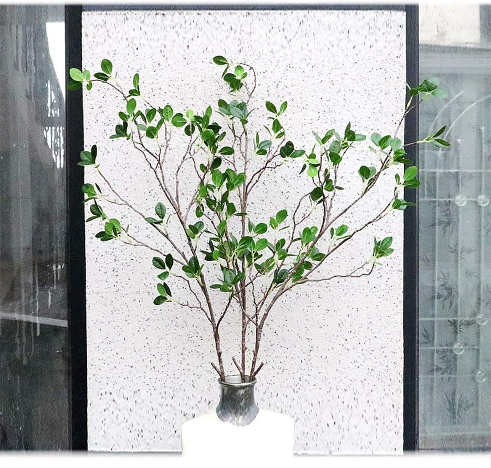 Aldernest 43" Artificial Greenery Stems Plants Faux Leaf Green Eucalytus Branches Ficus Twig Fern Fake Green Bushes Shrubs for Home Party Wedding