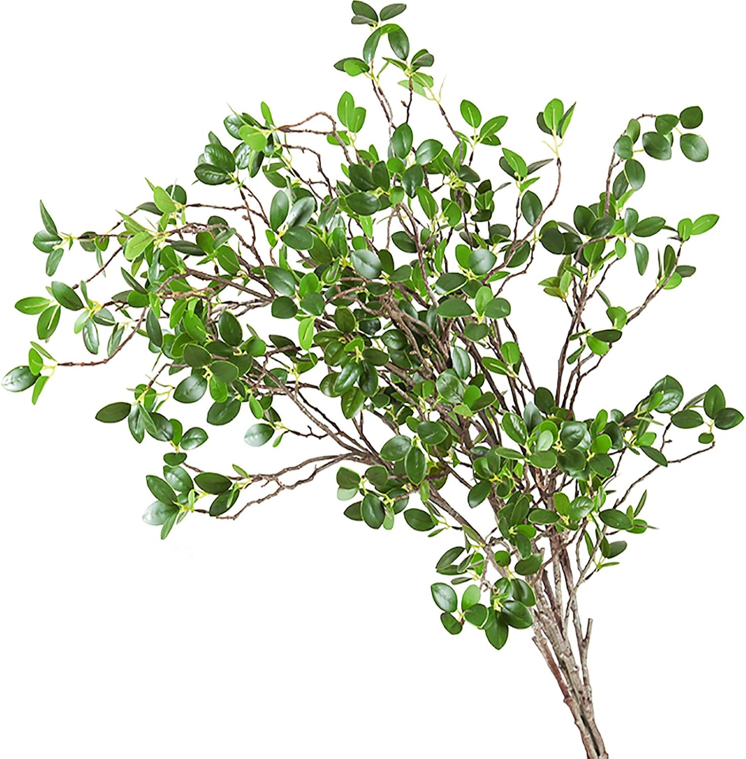 Aldernest 43" Artificial Greenery Stems Plants Faux Leaf Green Eucalytus Branches Ficus Twig Fern Fake Green Bushes Shrubs for Home Party Wedding
