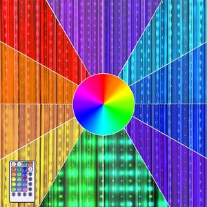 Ashenby 6.56 Ft Color Changing Fairy Curtain Lights, 16 Colors with Remote