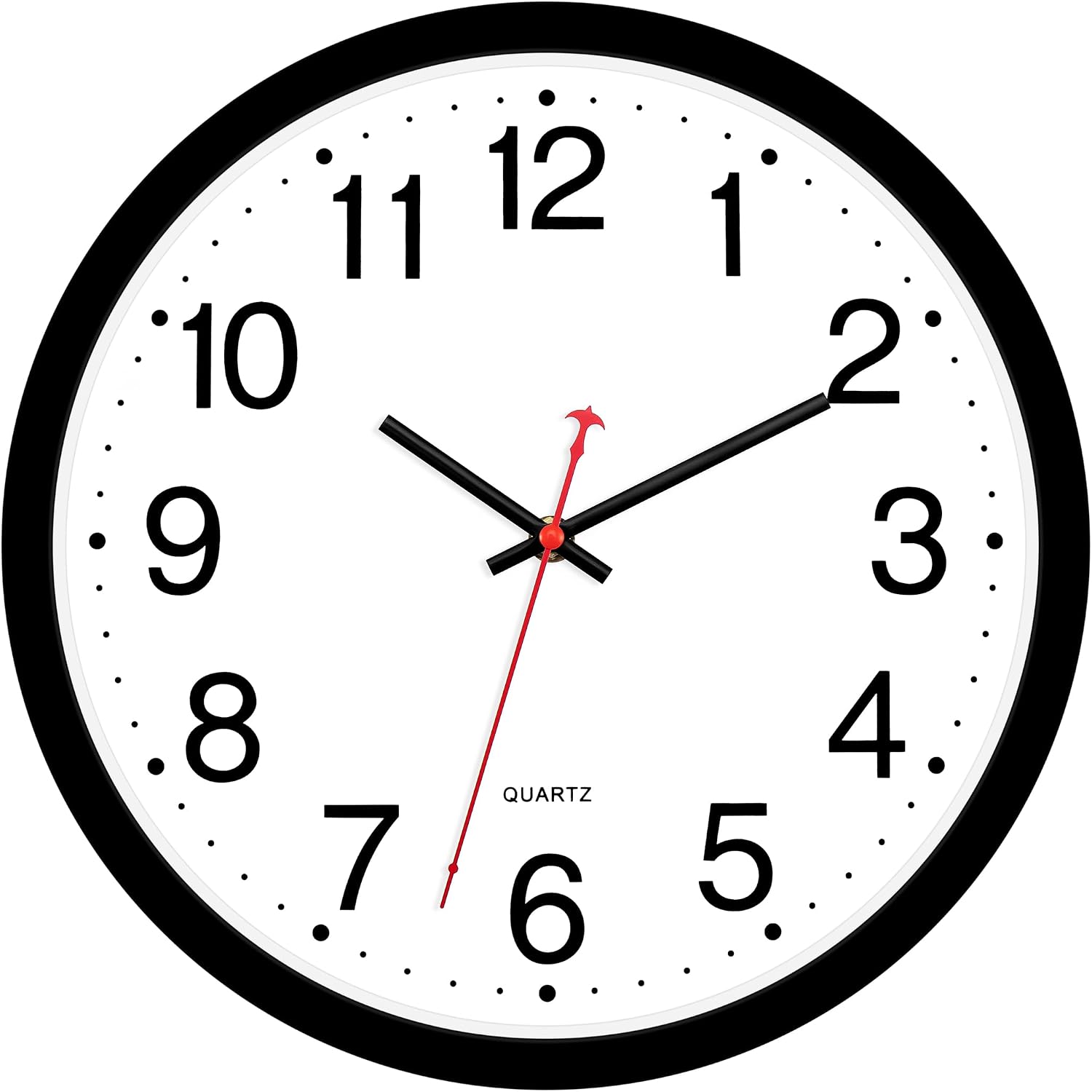 Ashenby 12 Inch Wall Clock Silent Battery Operated Analog Clock, Black, 12.8 ounces