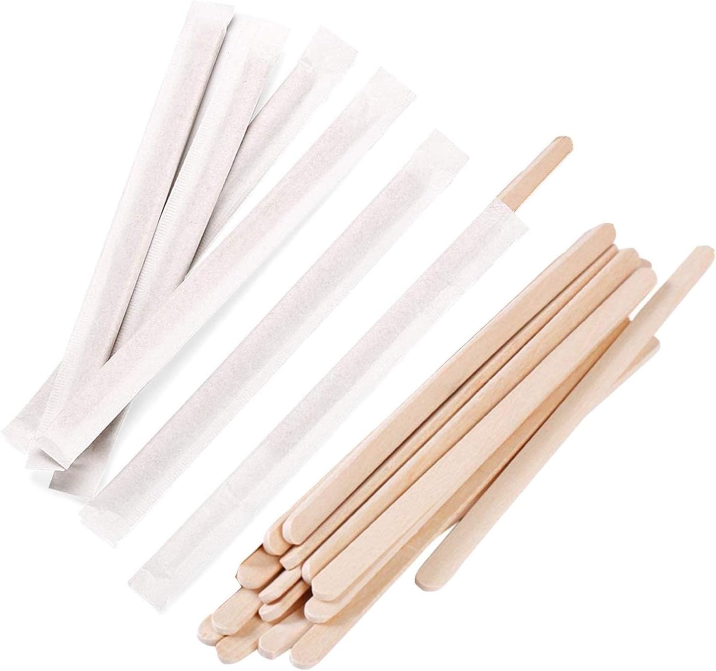 Aldernest 1.8mm Individually Wrapped Coffee Stir Sticks 7 inch – 500 Count Extra Thick Heavy Duty Birch Wood - Professional Paper Wrapped Coffee & Tea