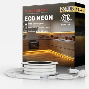 NestoraHome LED Rope Lights AC 120V, Connectable & Cuttable Dotless 120LEDs/M Eco Neon Strip Lighting, Warm White