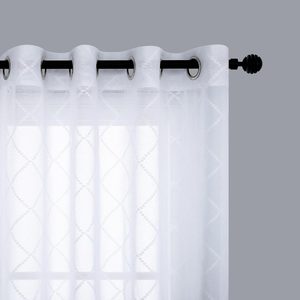Tanglewick White Sheer Curtains 84 Inches Long, 2 Count