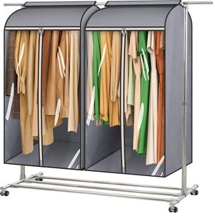 Birchmont 43" Hanging Garment Bags for Hanging Clothes Fully Enclosed Coat Bags for Closet Storage Clothes Cover with Large Clear Window and 3 Zippers