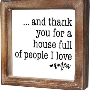 Aldernest Rustic Torched Wood Small Box Sign for Home Decor, 0.1 kg, 6" x 6" x 1.57", Thank You Love