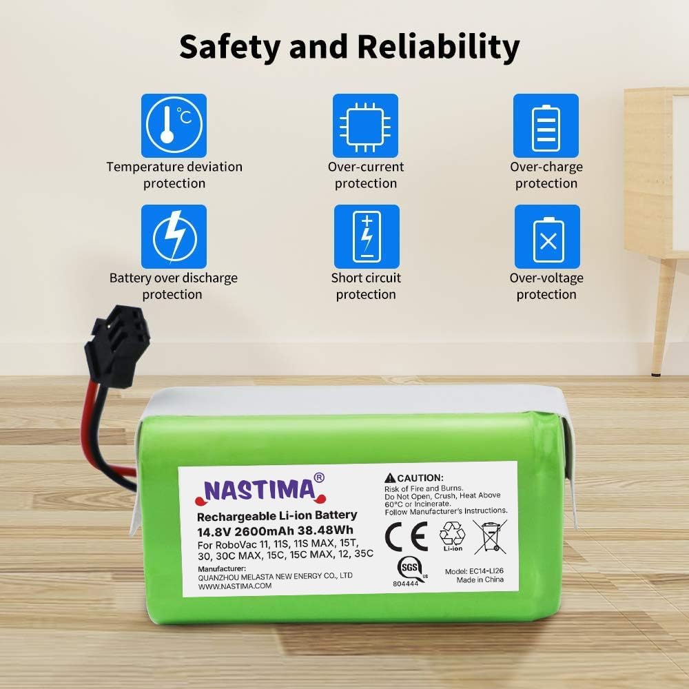 DomiCasa 14.8V Battery Replacement for Eufy RoboVac 11S 30C and Ecovacs N79, 200 g