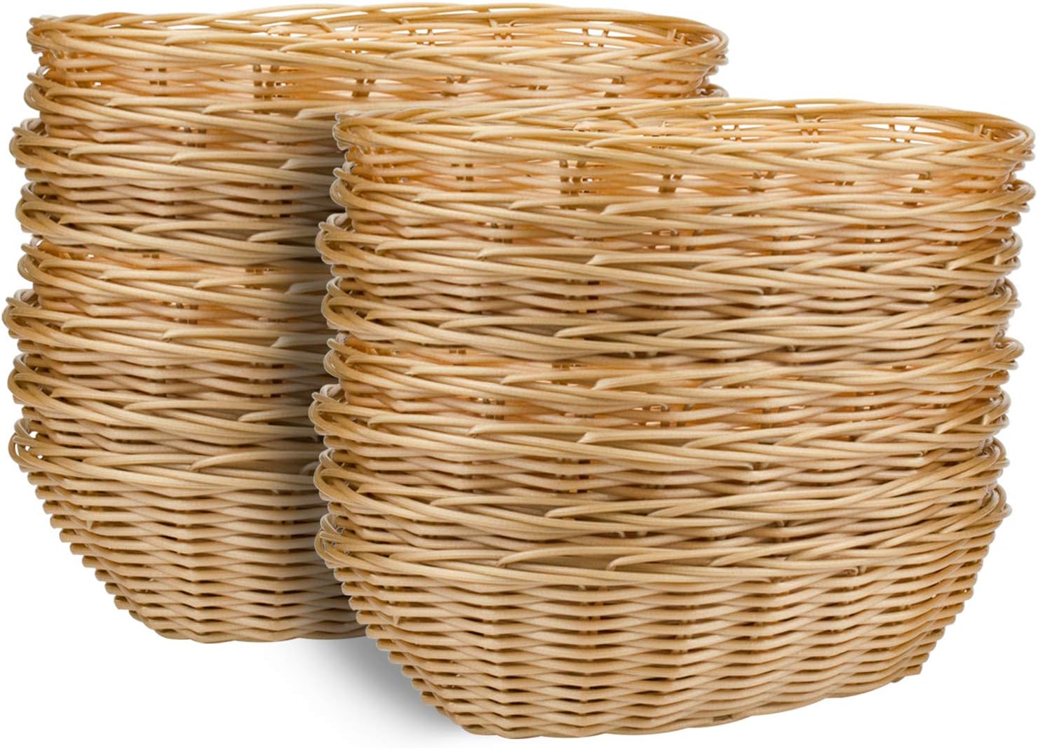 Ashenby 16 Pack Plastic Oval Baskets, Food Storage & Fruit Basket, 2 pounds, Brown
