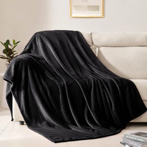 VelloHome Fleece Blanket King Size Super Soft Flannel Throw Blanket Lightweight Fuzzy Plush Blanket for Couch Sofa or Bed All Seasons, 1.56 kg, Black