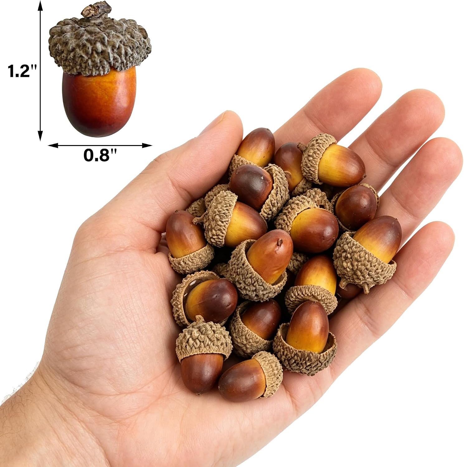 Ashenby 120 PCS Artificial Acorns, 3.52 ounces, Light Brown and Dark Brown
