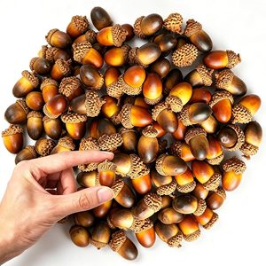 Ashenby 120 PCS Artificial Acorns, 3.52 ounces, Light Brown and Dark Brown