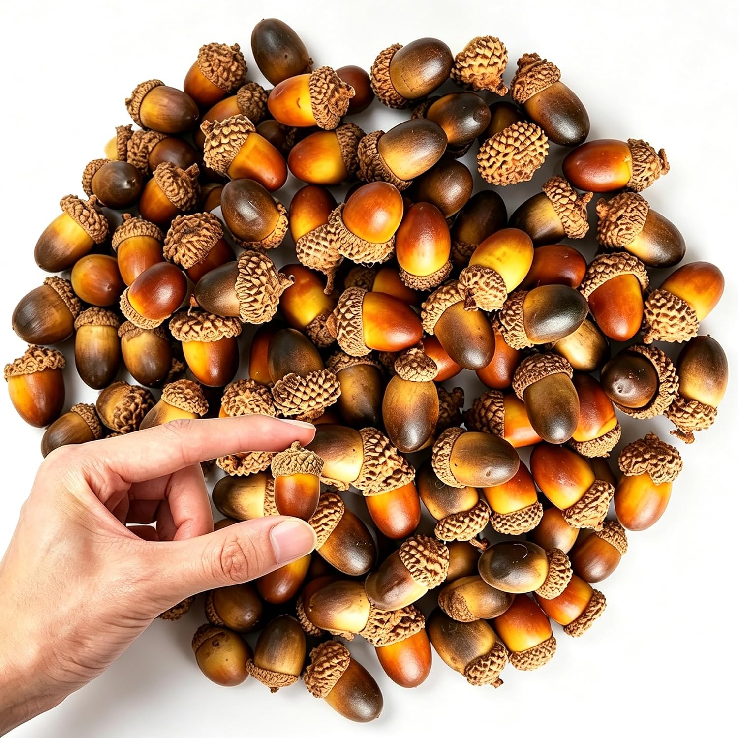 Ashenby 120 PCS Artificial Acorns, 3.52 ounces, Light Brown and Dark Brown