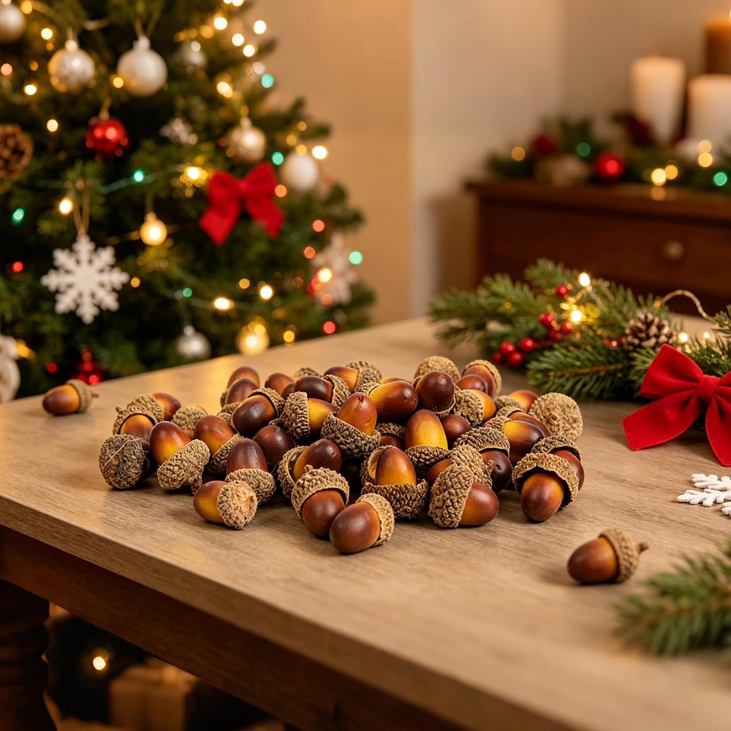 Ashenby 120 PCS Artificial Acorns, 3.52 ounces, Light Brown and Dark Brown