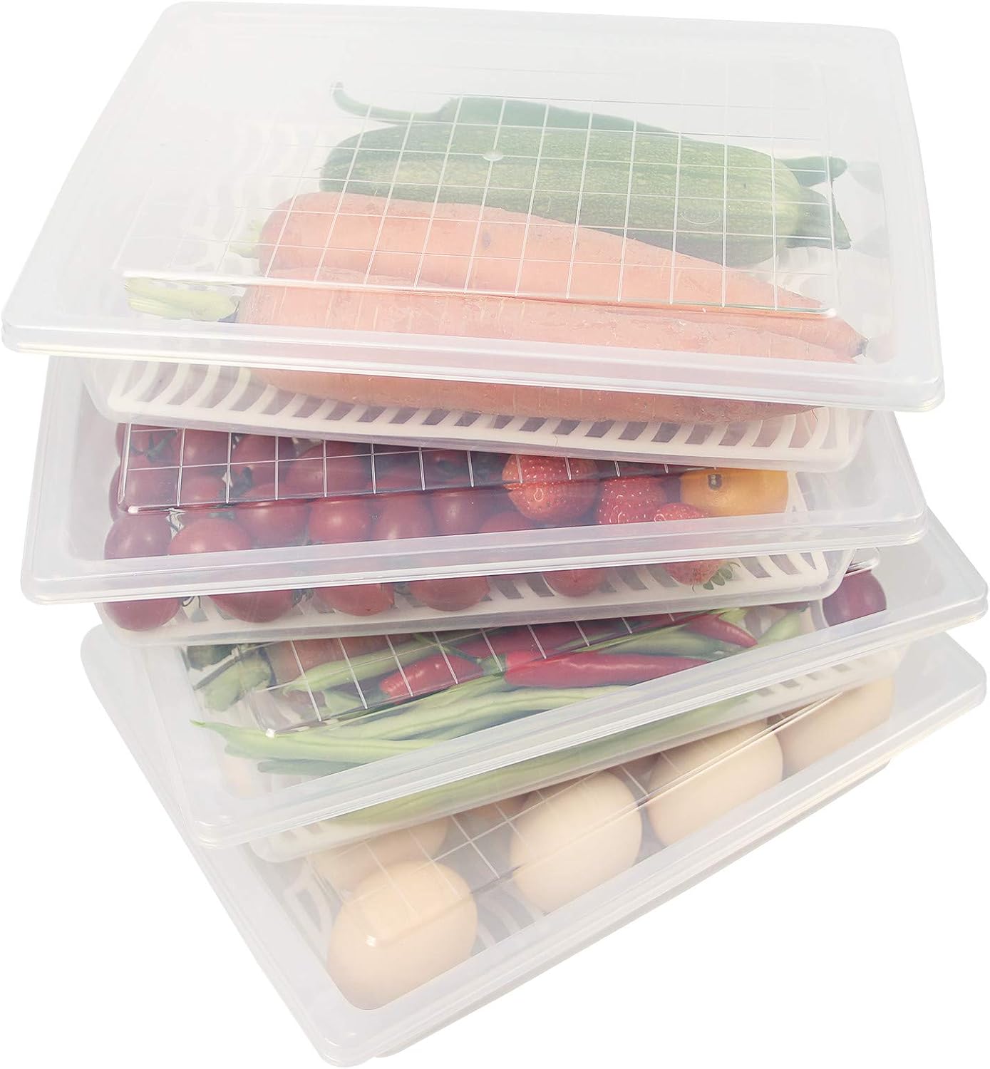 Ashenby 4PCS Food Storage Container, Plastic Food Containers Large, White