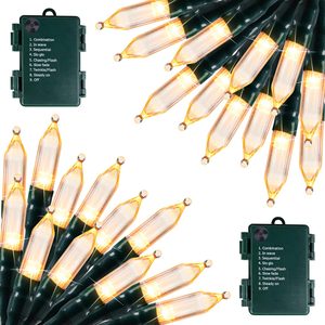 LumeraHome Battery Operated Christmas Lights 2 Pack 18 FT 50 LED Warm White, 7.84 ounces, 100 Count