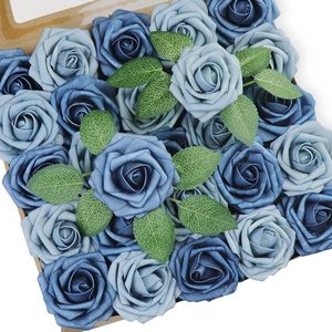 Aldernest 50pcs Artificial Flower, 1.6 ounces, Dusty Blue Shades