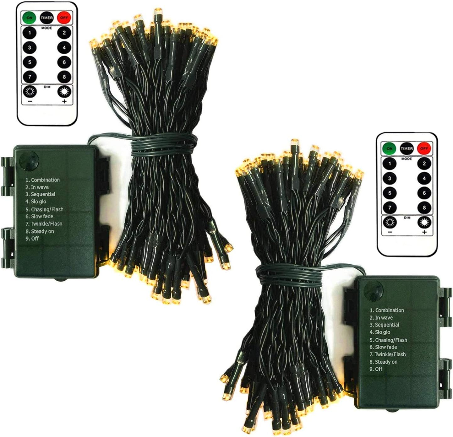 NestlyCo 2 Pack Battery Operated Christmas Lights Each 16ft Warm White, 0.21 kg, 100 Count