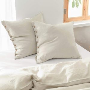 Aldernest 100% Washed Linen Euro Sham Cover, 26 x 26 Inch