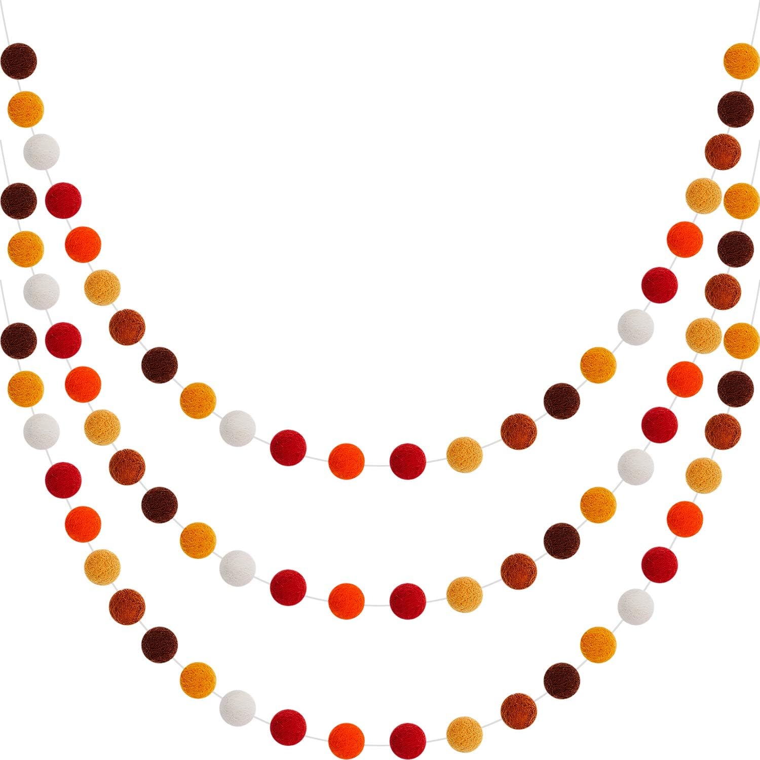 Ashenby 3 Pieces Felt Pom Ball Garland, Assorted Colors, 3 Count (Pack of 1)