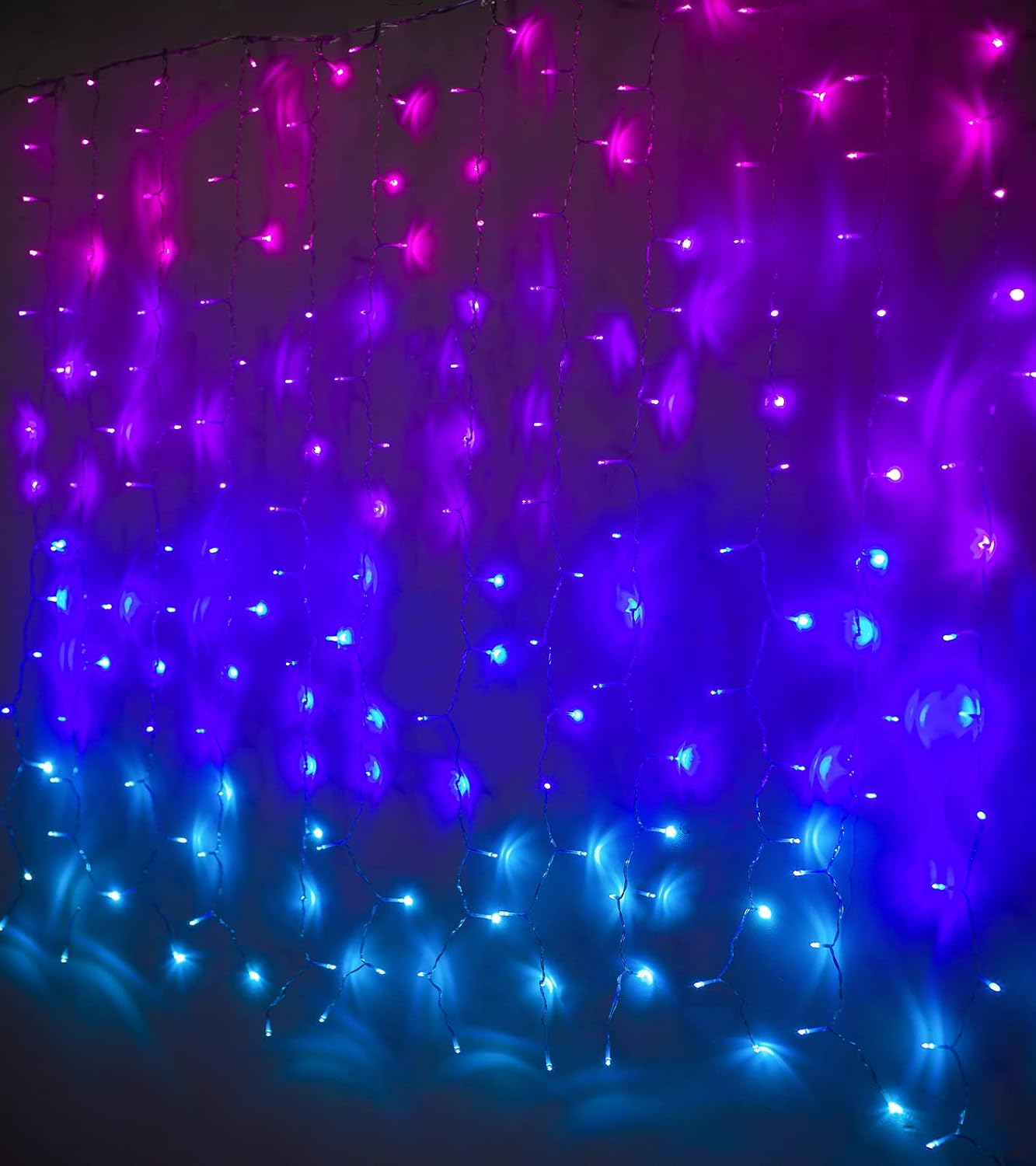 Aldernest Pink Purple & Blue Ombre LED Curtain Lights with Remote, Mermaid Color
