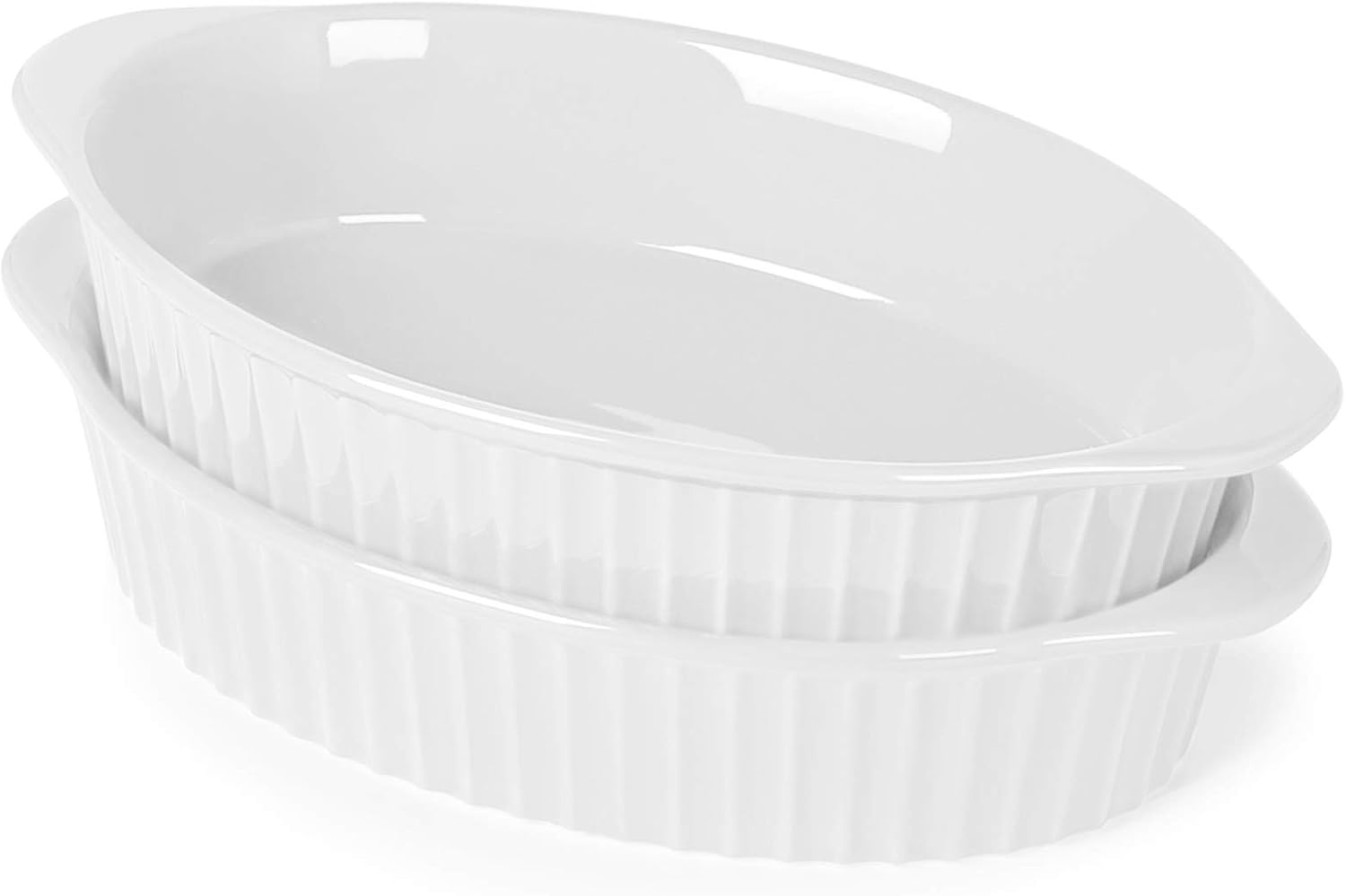 Ashenby Porcelain Small Oval Au Gratin Pans, 0.99 kg, White, 2 Count