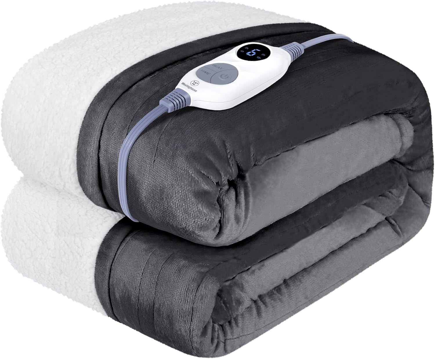 VelloHome Heated Throw Blanket, ETL Certified, 50x60 Inch, Charcoal