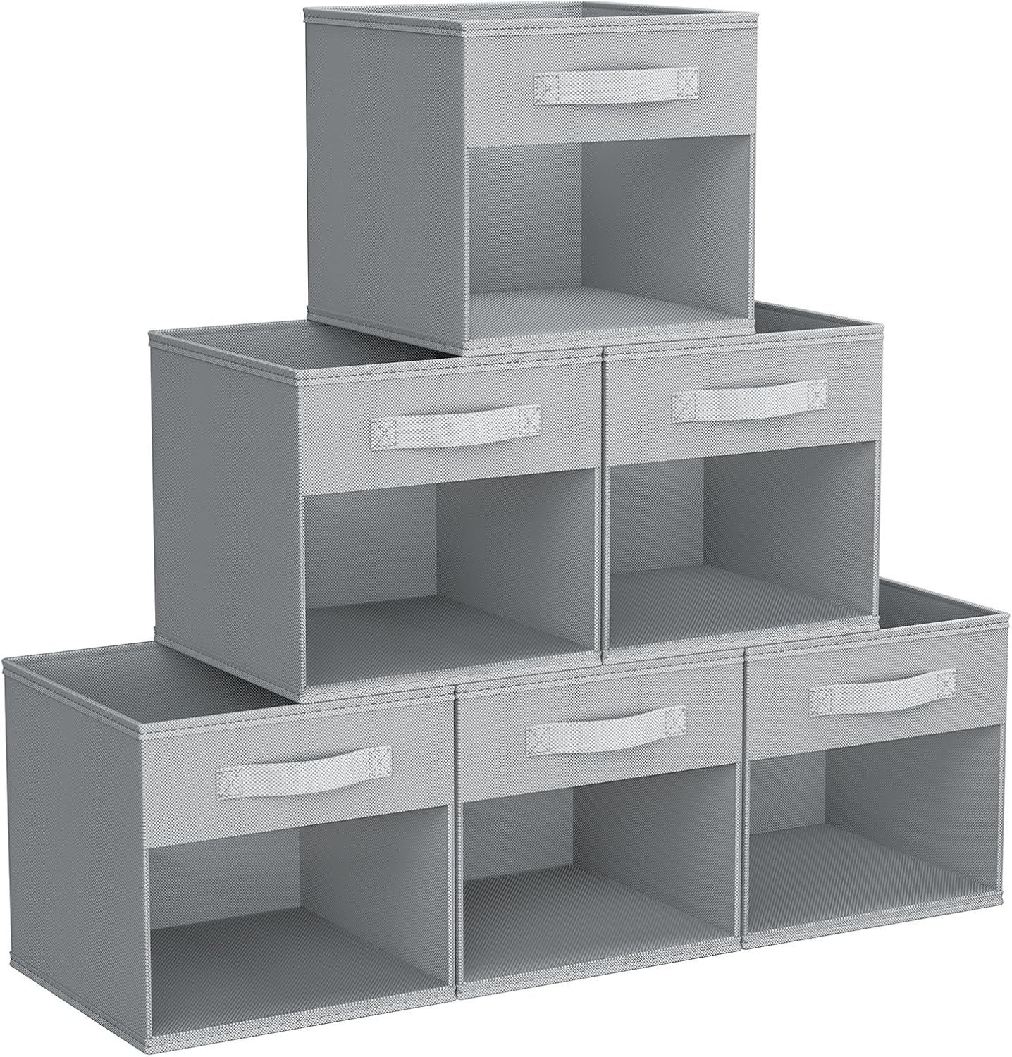 Barleyfield Storage Cubes, 11x 11 inch Cube Storage Bin, 1.88 kg, Gray, 6 Count