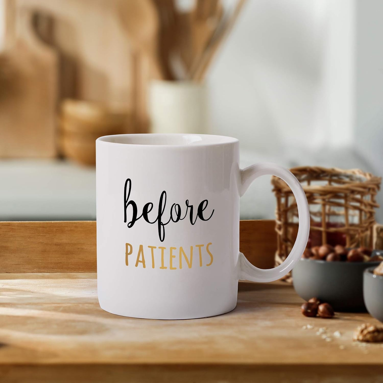 Ashenby Before Patients, After Patients 11 oz Coffee Mug and 18 oz Stemless Wine Glass Set Gifts Idea for Nurses, 1.8 pounds, 4 Piece Set, White