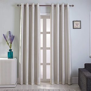 Rowanmere Faux Silk Blackout Curtains, Beige