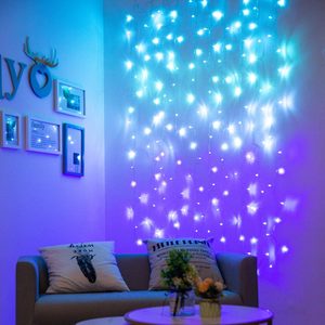 LumeraHome Curtain Lights for Bedroom Wall Light Up Curtains Led String Lights Turquoise Teal Blue Lavender Lilac Purple Twinkle Hanging Fairy Lights